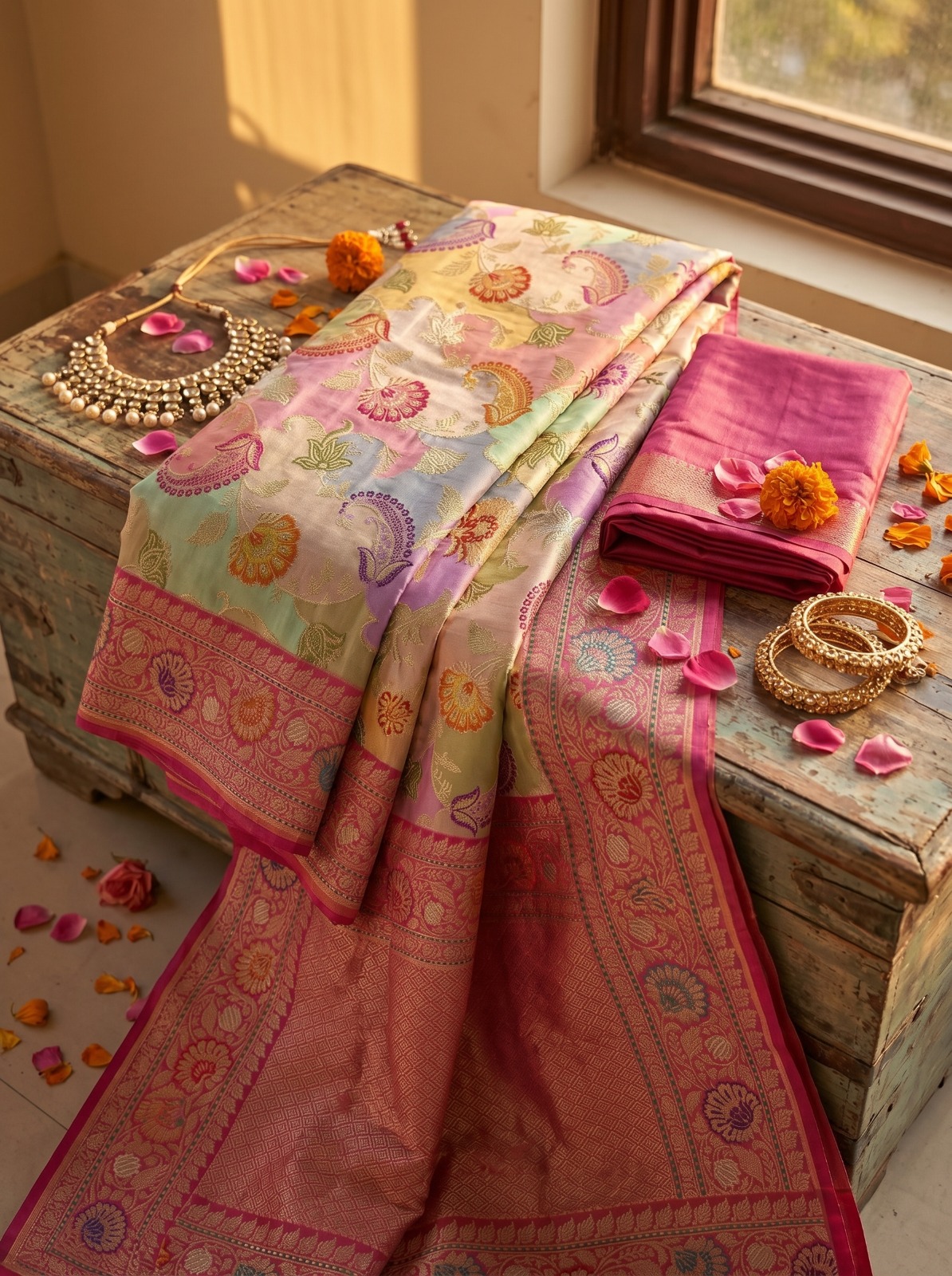 Floral Zari border of the saree
