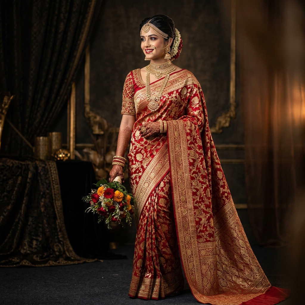 Bridal Red & Gold Saree
