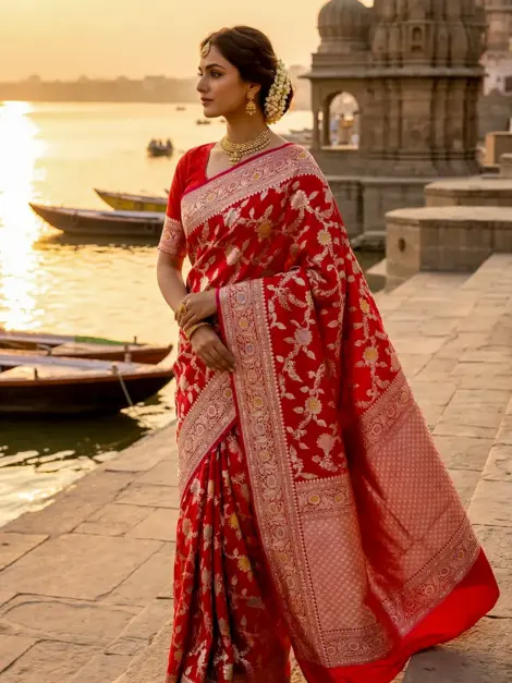 Pure Katan Meenakari Banarasi Silk Saree