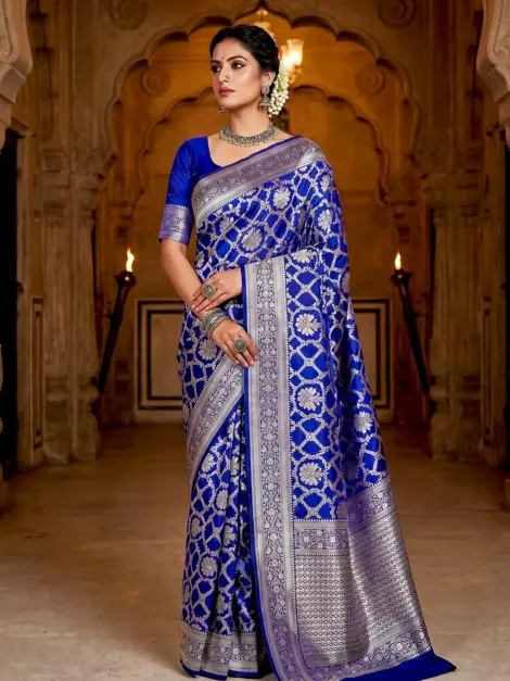 Pure Tissue Rangkat Banarasi Silk Saree in Royal Blue