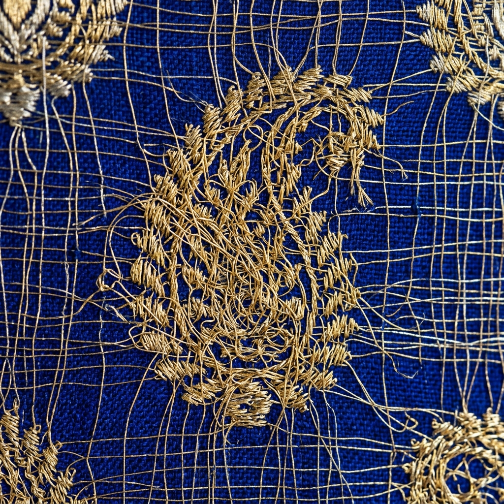 Back side of handwoven Banarasi silk saree showing floating zari threads proving genuine woven brocade