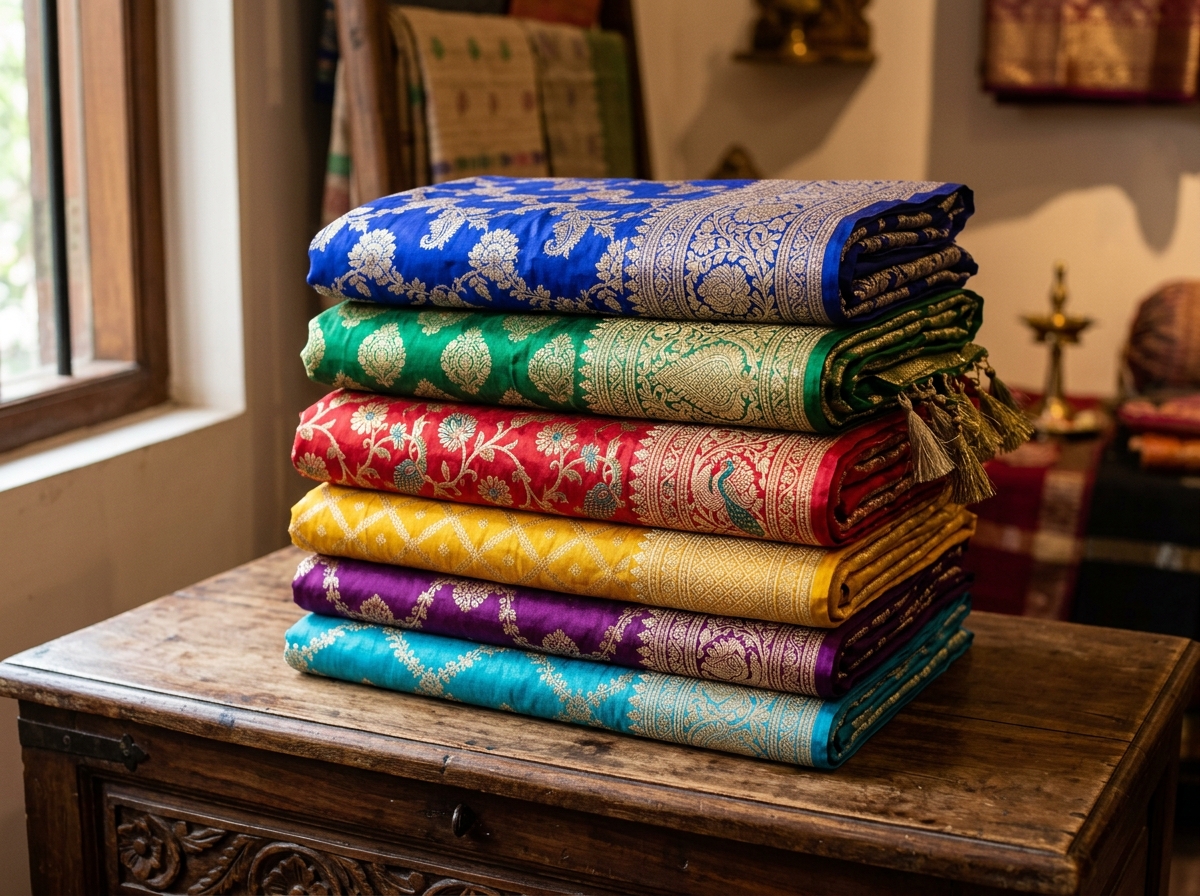 A collection of beautiful banarasi sarees