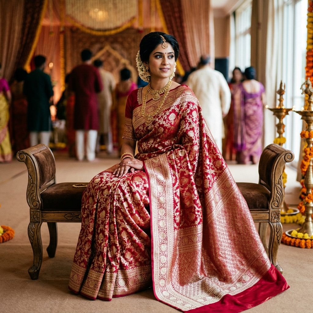 Katan tissue Banarasi saree with firmer Katan silk base